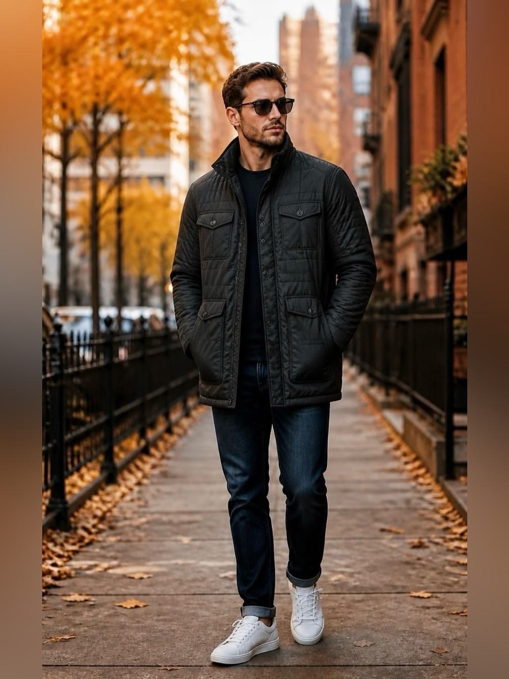 Zara Men's Quilted Dark Olive Puffer Jacket L